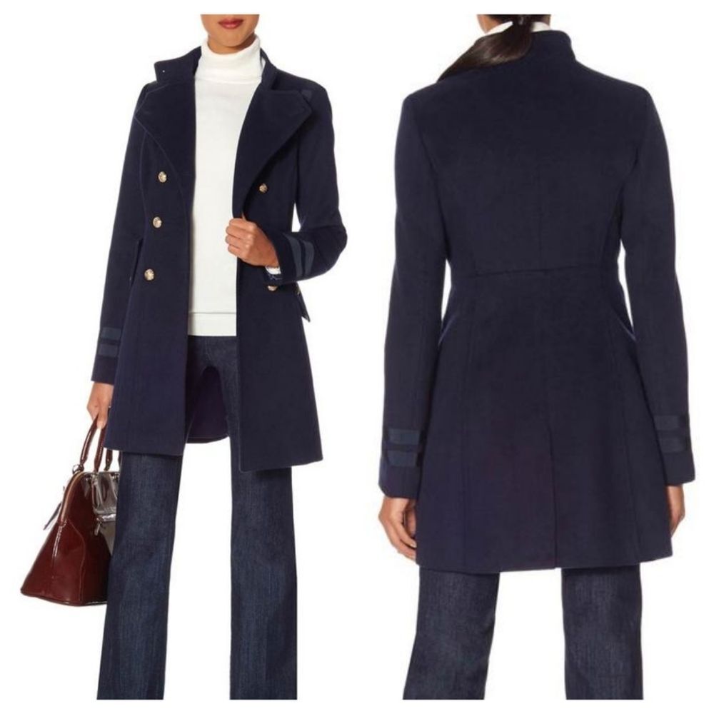 The Limited Navy Double-Breasted Wool-Blend Military Coat
